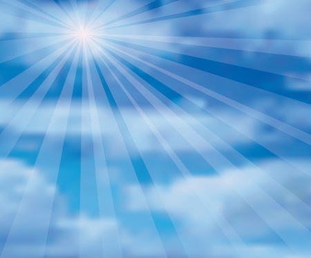 vector illustration of the sky with sun and cludsのイラスト素材