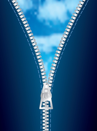 vector abstract background with zipper and cloudy skyのイラスト素材
