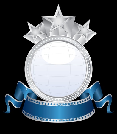 ector bubble blank silver cinema display with blue bannerのイラスト素材