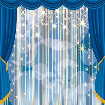 blue stage with stars and stripsのイラスト素材