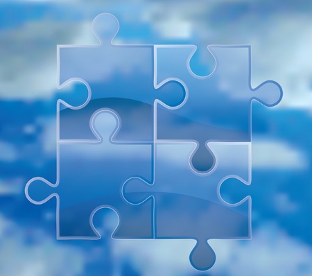 abstract vector composition with transparent puzzle over skyのイラスト素材