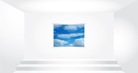 vector abstract interior with stairs and cloudsのイラスト素材