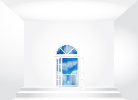 vector empty room with opened doorsのイラスト素材