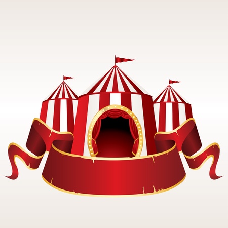 vector Illustration of a circus tent with blank red bannerのイラスト素材