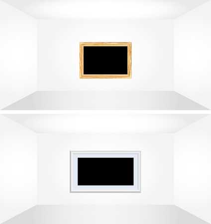two vector illustrations of the room with empty frame, layered and editable for your imageのイラスト素材