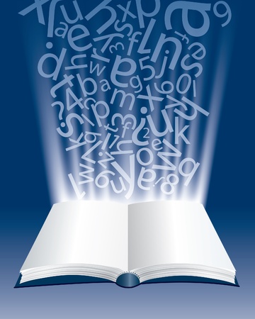 vector abstract composition with open book and lettersのイラスト素材