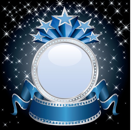 vector circle blank cinema display in starry nightのイラスト素材