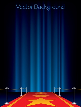 vector background with red carpet and starsのイラスト素材