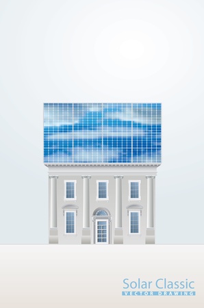 vector template with classic house and solar panelsのイラスト素材