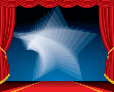 entertainment red carpet background with twirl starのイラスト素材
