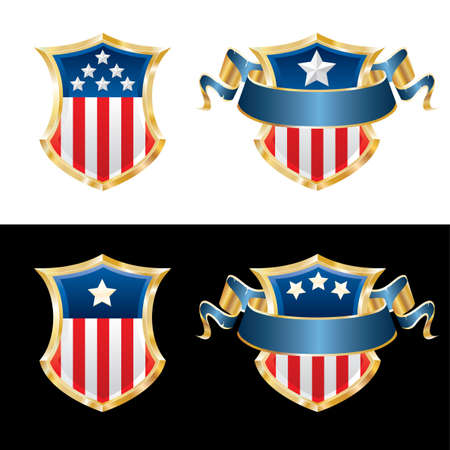 vector illustration of USA patriotic shieldsのイラスト素材