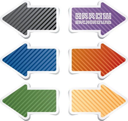 striped sticky arrows in six colorsのイラスト素材