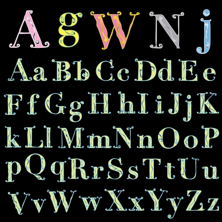 original hand drawn alphabet in retro styleのイラスト素材