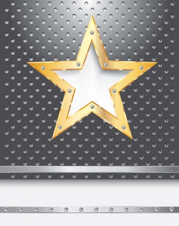 vector metal background with golden starのイラスト素材