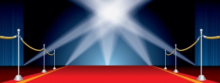 opened wide stage with five spotlightsのイラスト素材