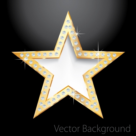 golden star on black with diamond screws,template for cosmetics, show business or something elseのイラスト素材