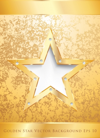 golden star on golden plate with diamond screwsのイラスト素材