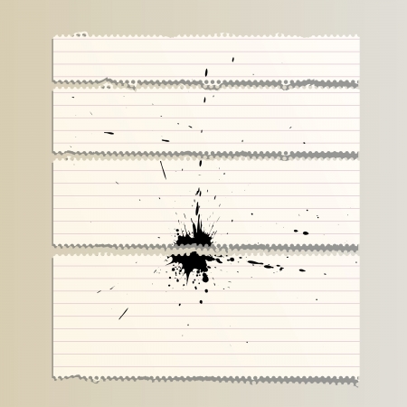 vector perforated striped torn paper with black splashのイラスト素材