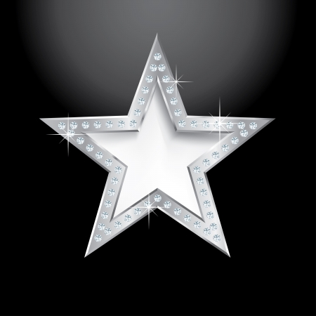 silver star on black with diamond screws, illustration template for cosmetics, show business or something elseのイラスト素材