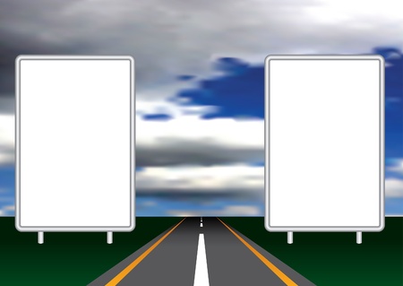 vector illustration with two blank billboards on open roadのイラスト素材