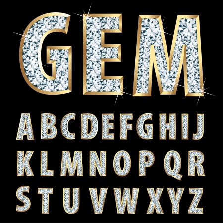 golden alphabet with diamondsのイラスト素材