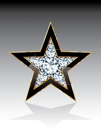dark black golden star with diamonds,  template for cosmetics, show business or something elseのイラスト素材