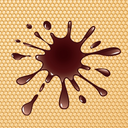 vector chocolate splash on hexagonal waferのイラスト素材