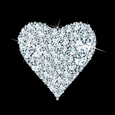 vector abstract diamond heart on black background