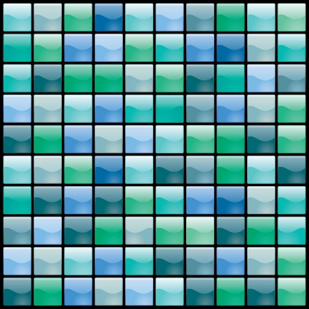 vector shiny tiles seamless pattern in green and blueのイラスト素材
