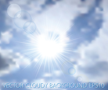 vector illustration of the sky with sun and clouds のイラスト素材