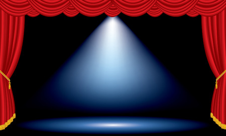 vector one blue spot on red wide stage のイラスト素材