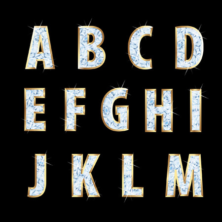 golden alphabet with diamonds のイラスト素材