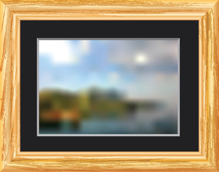 vector watercolor image in golden frame のイラスト素材