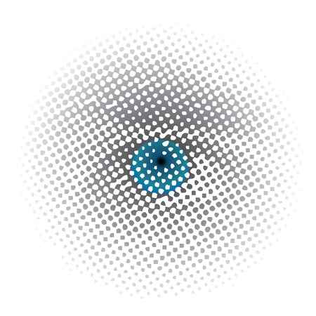 vector dotted halftone raster blue eyeのイラスト素材