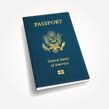 vector blue leather USA passportのイラスト素材