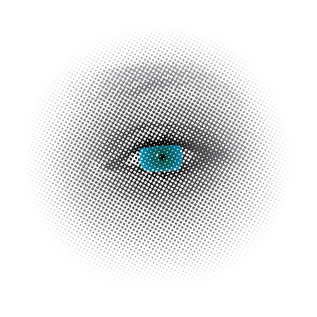 vector dotted halftone raster blue eye のイラスト素材