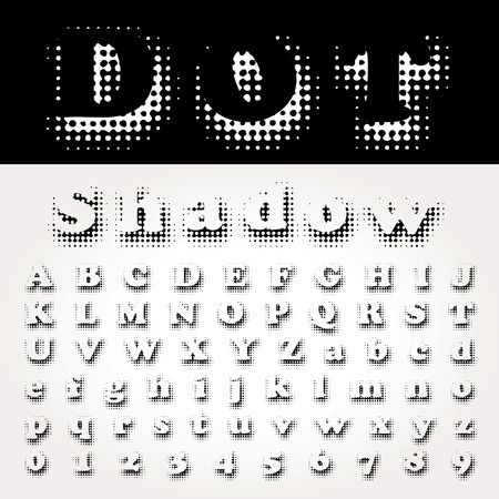 vector dotted shadow halftone raster fontのイラスト素材