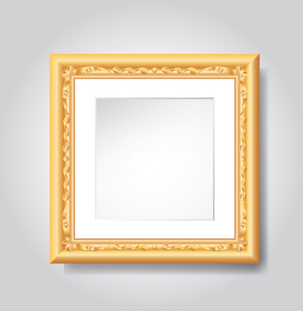 vector vintage golden frame on white wallのイラスト素材