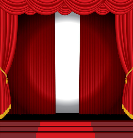 vector spotlight on opened red stageのイラスト素材