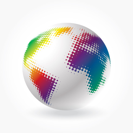 vector globe icon with dots in rainbow colorsのイラスト素材