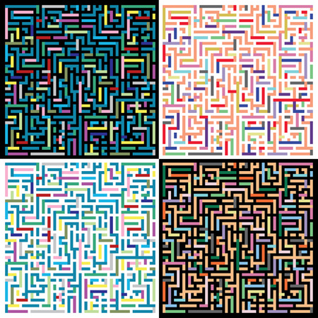 set of abstract vector labyrint color backgroundsのイラスト素材