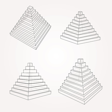 vector step pyramid in four positionsのイラスト素材