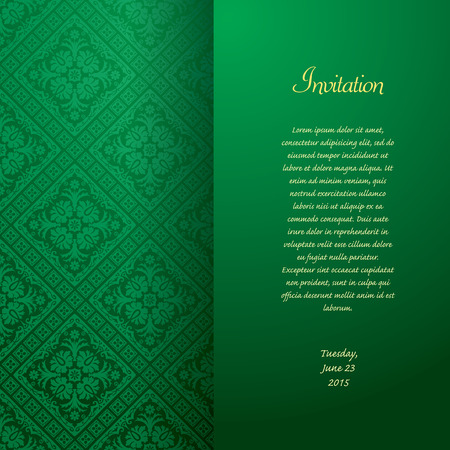 vector green baroque invitation cardのイラスト素材