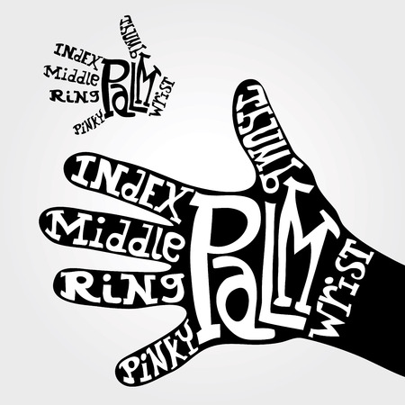 hand fingers names with hand drawn lettersのイラスト素材