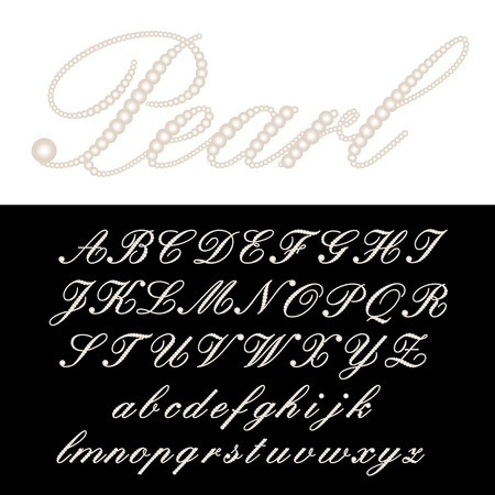vector alphabet with pearlsのイラスト素材