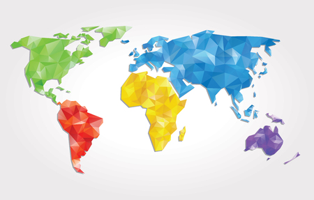 abstract vector background with world map with trianglesのイラスト素材