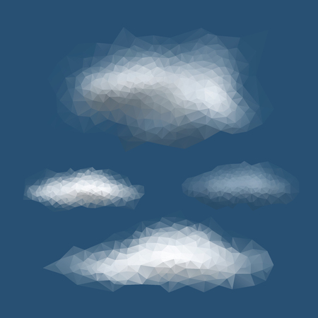 four vector origami abstract paper cloudsのイラスト素材