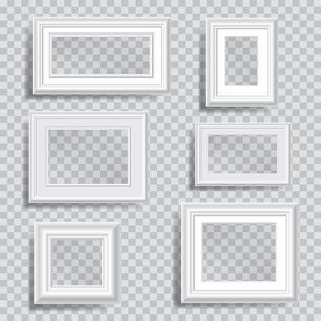 six white editable transparent framesのイラスト素材