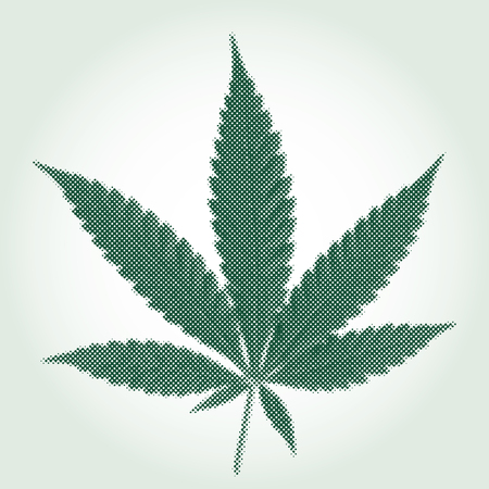 cannabis sativa leaf, illustration, marijuana leaf, medical marijuana, marijuana plant, cannabis plant, dotted halftone, grunge raster illustration,のイラスト素材