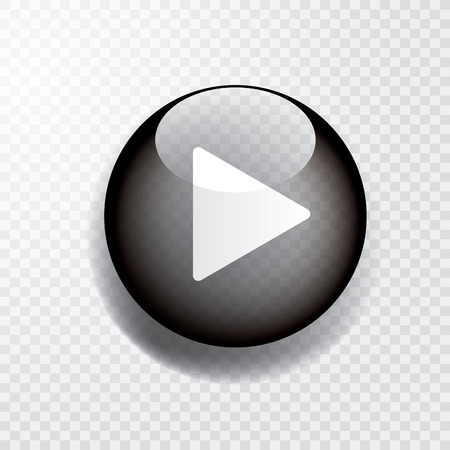 black transparent play button with shadow, iconのイラスト素材